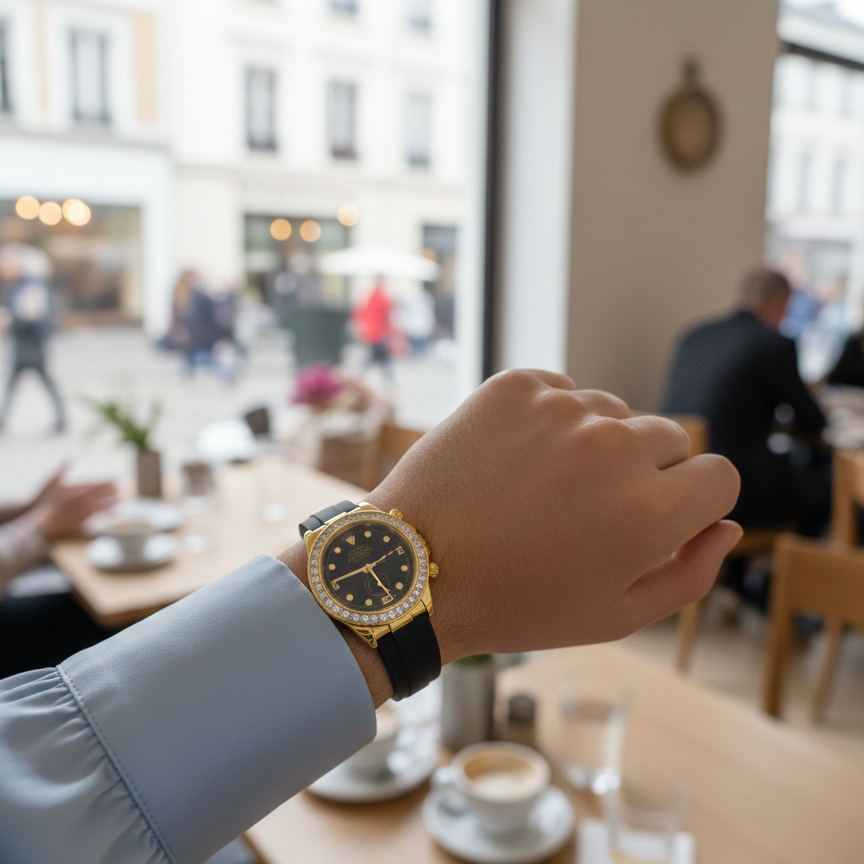 Rolex Ladies Watch | Fancy Dial | Rubber Belt | Elegant Design | Durable & Stylish