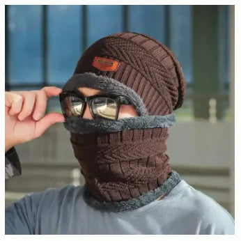 Beanie cap-Wool cap with neck warmer for men women| Winter cap for Unisex