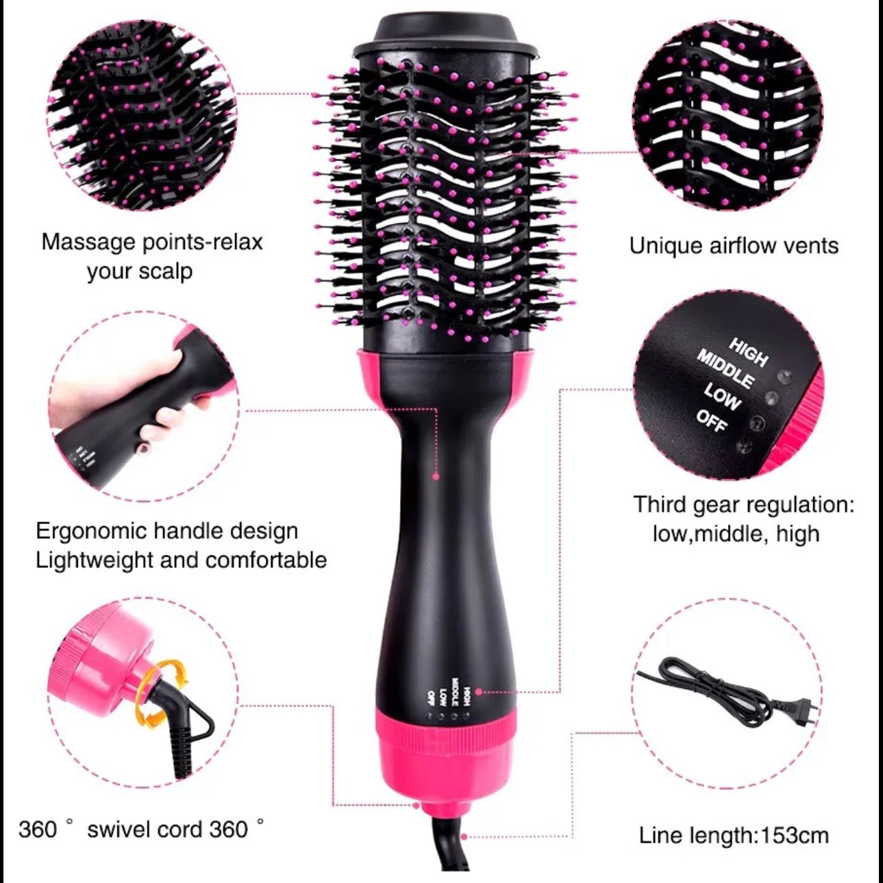 One Step Hot Air Brush – Hair Dryer & Volumizer Styler