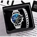 Stylish Steel Watch & Bracelet Set