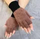 Girls Soft Half Finger Gloves Plush Fingerless Gloves